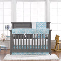 Liz & Roo Sky Blue Trellis 4 Piece Bumperless Crib Bedding Set