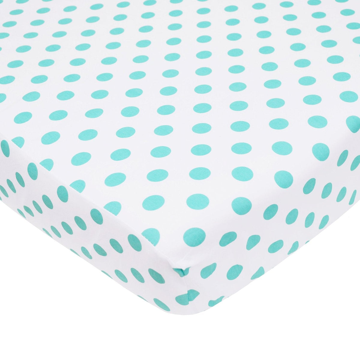 Percale Crib Sheet, Aqua Dot