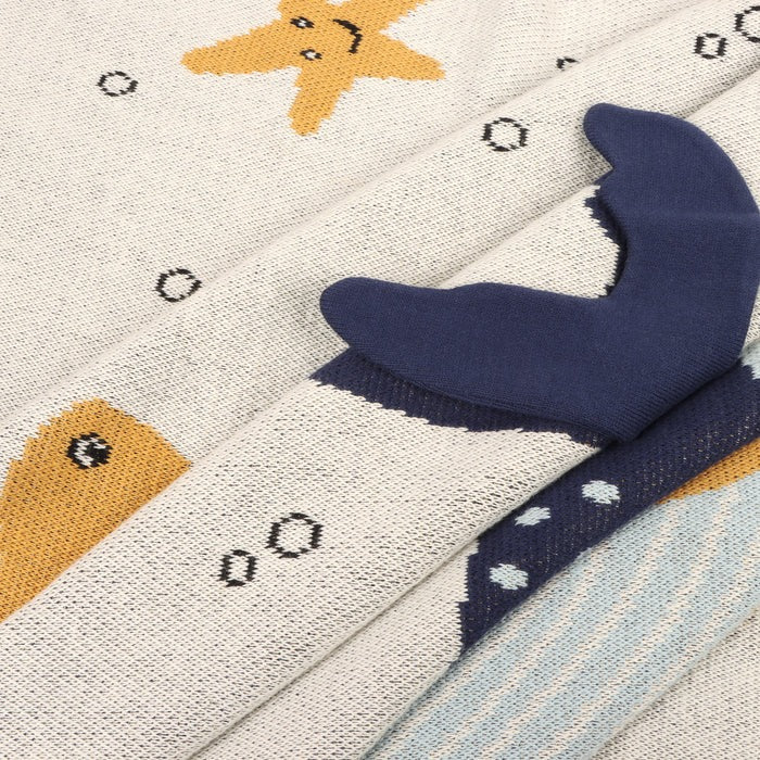 Organic Cotton Jacquard Sweater Knit Baby Blanket
