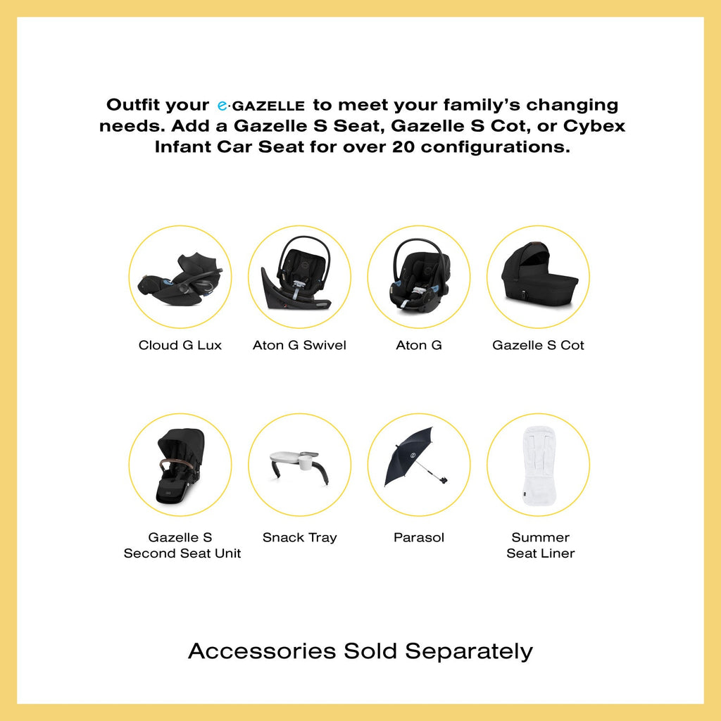 e-Gazelle S Electronic Stroller + Cot
