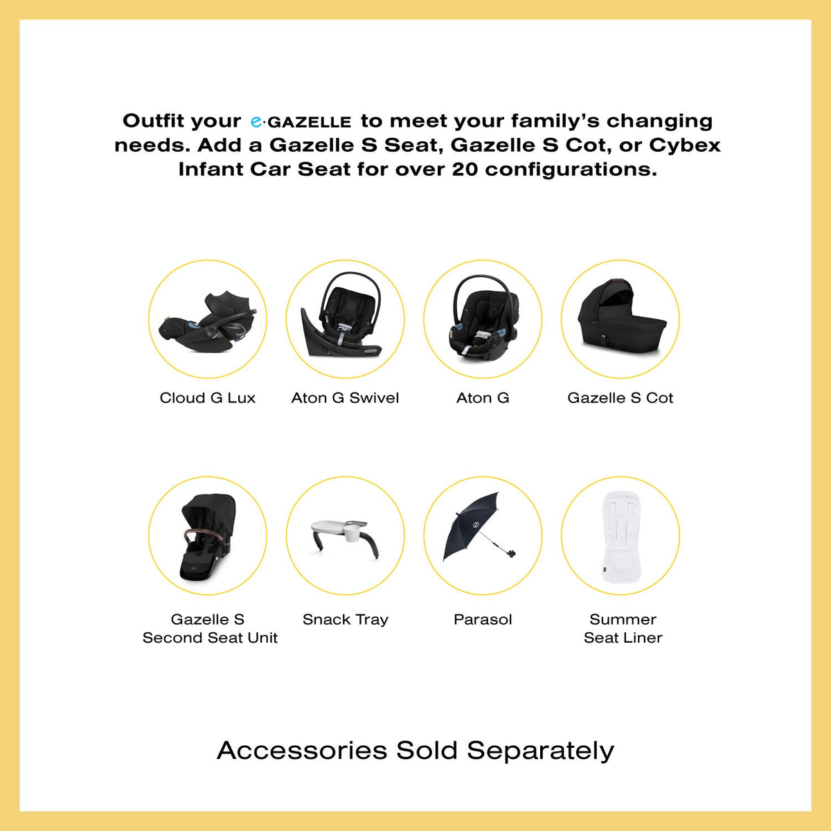 e-Gazelle S Electronic Stroller + Cot