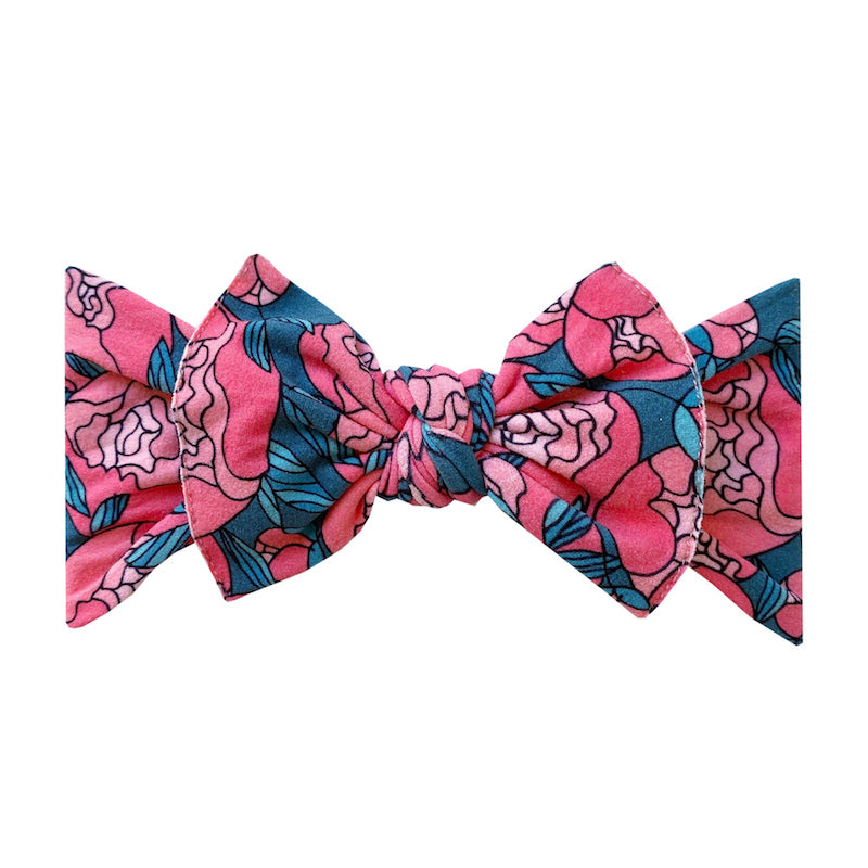 Printed Knot Headband - Peony Garden