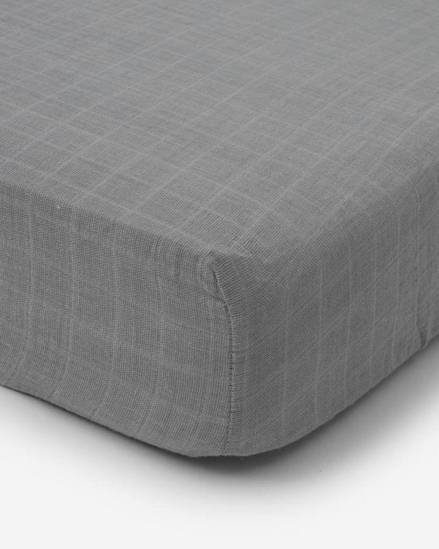 Little Unicorn Cotton Muslin Crib Sheet - Nickel