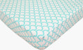 Aqua Seawaves Percale Crib Sheet