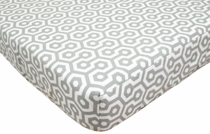 Gray Honeycomb Percale Crib Sheet