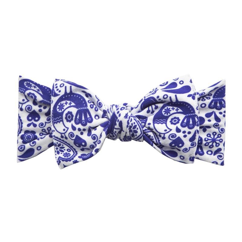 Printed Knot Headband - Swiss Toile