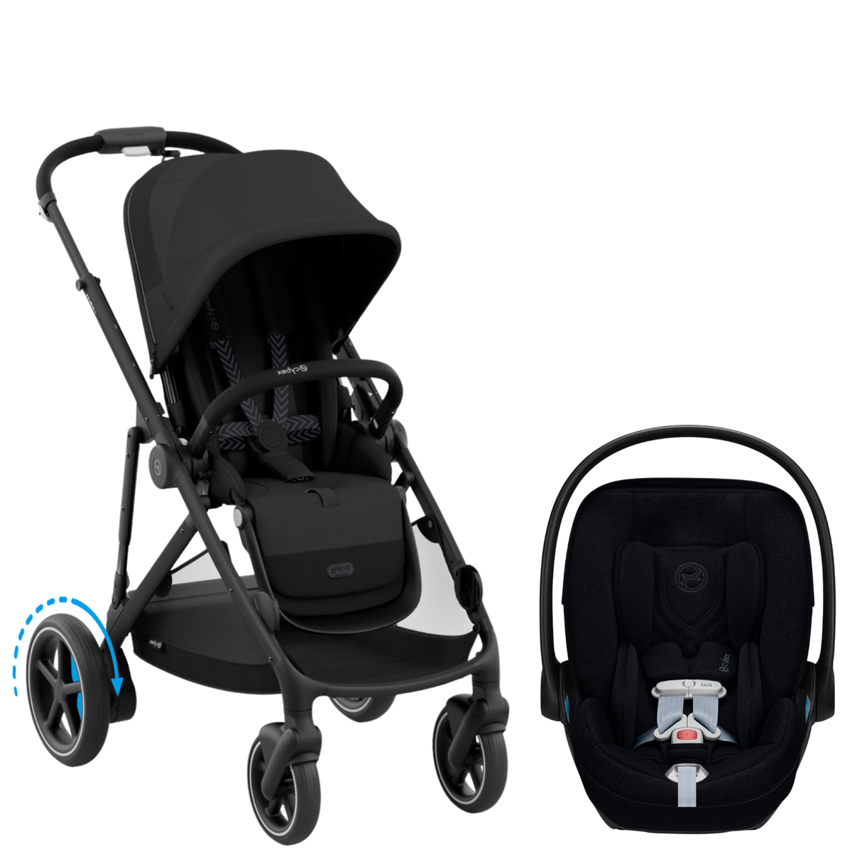 e-Gazelle S Stroller + Cloud T Infant Car Seat Travel System