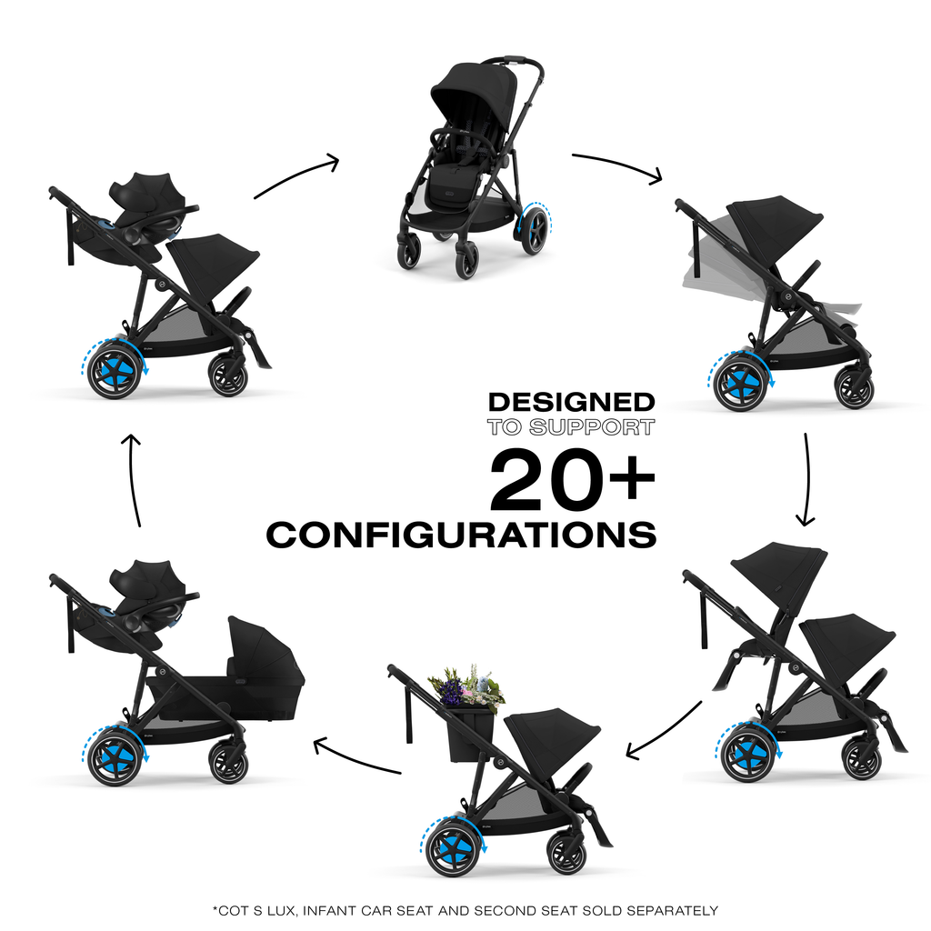 e-Gazelle S Electronic Stroller + Cot