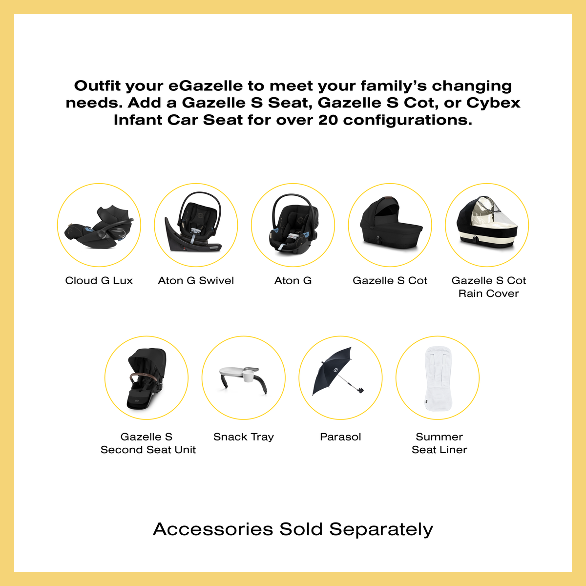 e-Gazelle S Electronic Stroller + Cot