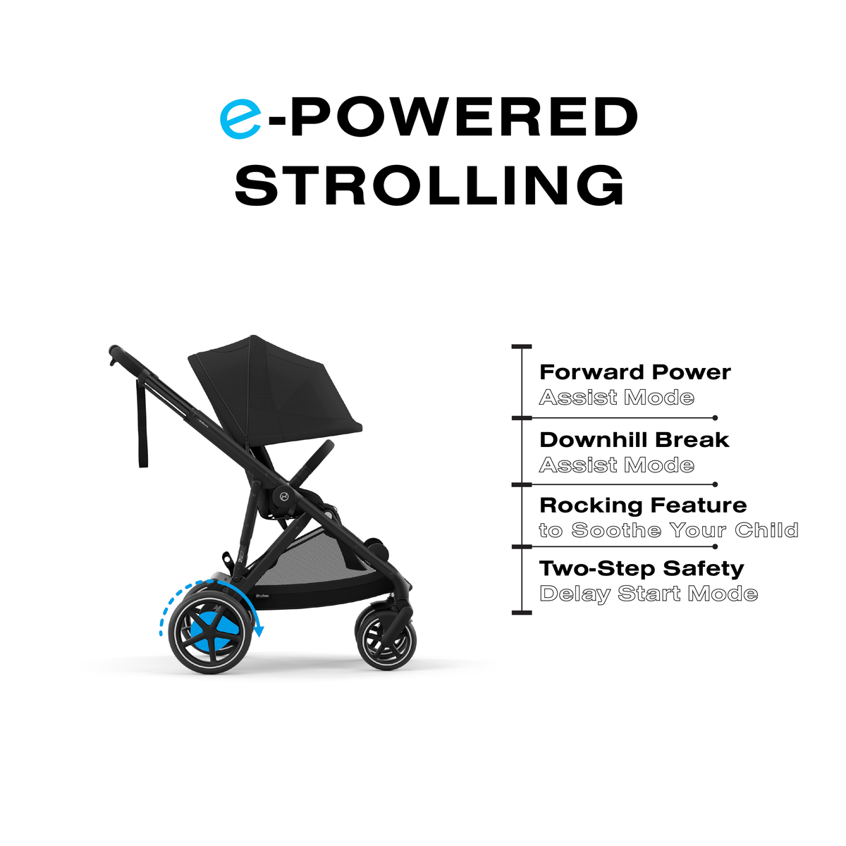 e-Gazelle S Electronic Stroller + Cot
