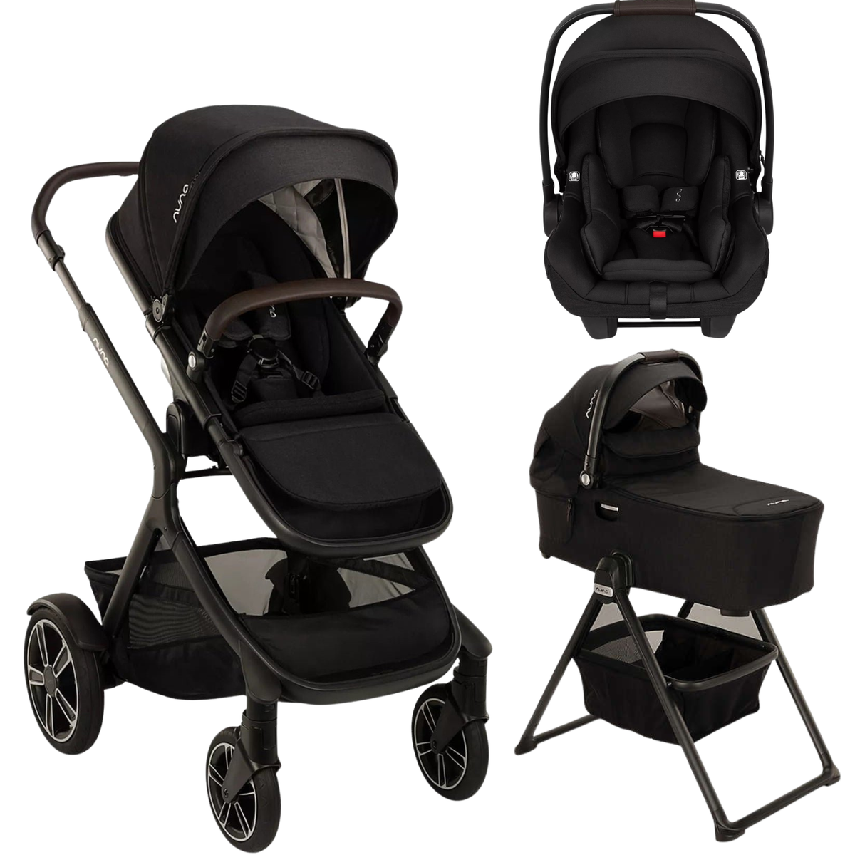 Demi Next Single to Double Stroller + PIPA AIRE RX + Bassinet Travel System