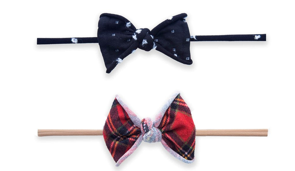 Mini Print Skinny 2-Pack Headband in Tartan Dot